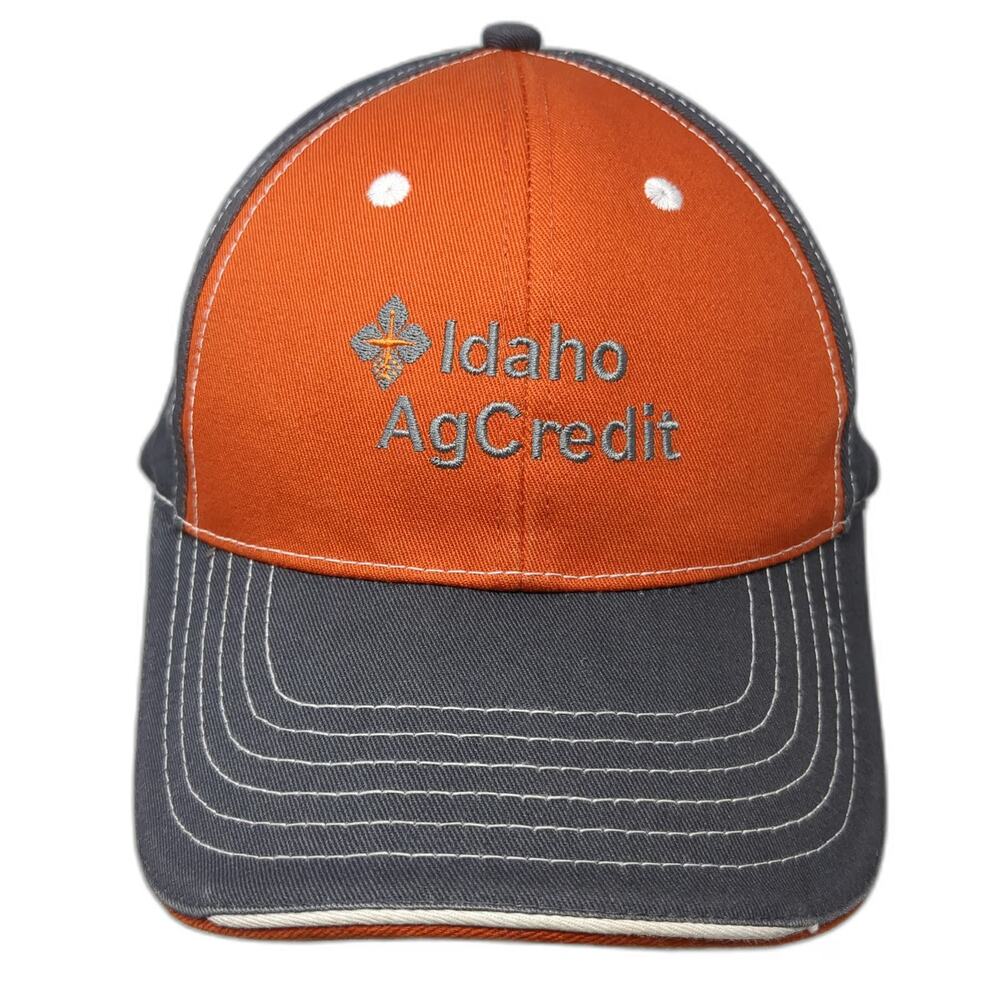 Legend Baseball Cap Orange Gray One Size Idaho AgCredit Slideback Hat Cotton